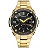 Men's Sports Watch Dual Display Fitness Movement Electronics Analog Digital LED Steel Belt Electronic Male Relojes Wristwatch229r