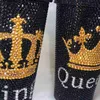 Tumblers Rhinestone King Queen Tumbler Handgemaakte gepersonaliseerde waterfles met rietje 500ml Aangepaste naam Bling Thermosflessen Cadeau voor haar T230905