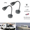 2st LED Läsning Ljus 12V 24V SMART Touch Dimble Flexible Goosenhals Wall Lamp för husbil Yacht Cabin med USB Charger Port226U