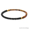 Charme Pulseiras 4mm Rodada Tiger Eye Pedra Homens Mulheres Pulseira Minimalista Cura Lucky Jóias Festa Memorial Day Pulseira Presentes Atacado R230905