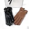 Women's sheepskin gloves winter warm plus velvet short thin touch screen driving color women's leather gloves good quality