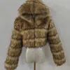 Womens Fur Faux Furry Cropped Casacos e Jaquetas Mulheres Fluffy Top Coat com Jaqueta de Inverno Com Capuz Manteau Femme Tamanho Grande 7XL 8XL 230904