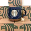 414ML Starbucks Mugs Kiss Cups with Spoon Couple Ceramic Mug Married Couples Anniversary Mermaid Bronze Medallion Gift Products3258