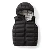 Gilet Automne Hiver Enfants Ultra Léger Gilet Vestes Garçons Filles Enfants Court À Capuchon Canard Vers Le Bas Manteaux De Mode Sans Manches Puffy Gilet 230904