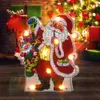 DIY Diamond Målning LED Light Christmas Tree Snowman Double-Side Drill Night Light Arts Crafts Lamp Festival Xmas Home Decorati