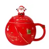 Tassen Weihnachtstasse Keramik Cartoon mit Deckel Löffel Tasse großes Fassungsvermögen Weihnachtsgeschenk 230904