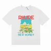 23SS Rhude Herren T-Shirts Designer Sommer Frauen Buchstaben Gedruckt T-Shirts Lose T-Shirts Mode Marken Tops Freizeithemd Luxurys Kleidung Straße Kurzarm Größe S-XL 07VH