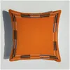 Cushion/Decorative Pillow 45X45Cm Orange Series Cushion Ers Horses Flowers Print Case Er For Home Chair Sofa Decoration Square Pillo Dh6Mj