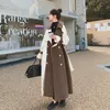 Women Trench Coats Lanmrem Women Color Block Płaszcz podwójnie piersi Patchwork Spring Winter Fashion Hase Streetwear Windbreaker 2C740 230904