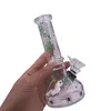 6.3in Glass Beaker Bong Water Pipes with Green or Blue Spider Web Patterns for Tobacco Smoking Happy Holloween Gift