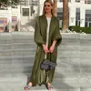 Etniska kläder Islam Dubai Turkiet Abaya Solid Color Eid Corset Puff ärm