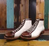 Bottes Sipriks italien en cuir fait à la main singe classique Goodyear Welt chaussures hauts Cowboy blanc marron