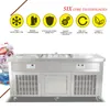 Navires des États-Unis WH ETL double casseroles carrées 22 "machine à crème glacée frite machine à rouler la crème glacée de cuisine avec 10 seaux de refroidissement, protection transparente contre les éternuements