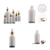 Botellas de embalaje Venta al por mayor Más nuevo 10 ml 15 ml 20 ml 30 ml 50 ml 100 ml Gotero de vidrio Envases cosméticos de aceite esencial de porcelana blanca con G DHW8H