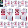 Maglia da basket stampata della Coppa del Mondo 2023 della Georgia 25 Thaddus McFadden 23 Shengelia 5 Mamukelashvili 4 Rati Andronikashvili 35 Goga Bitadze 10 Duda Sanadze Camicia da uomo