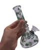 6.3in Glass Beaker Bong Water Pipes with Blue or Green Pineapple Patterns for Tobacco Smoking