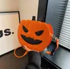 Bolso de hombro para mujer, bolso de hombro de cuero PU para Halloween, correa de cadena con forma de fiesta de calabaza aterradora negra, bolsos de vacaciones de alta calidad