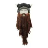 Beanie/Skull Caps Men's Barbarian Vagabond Viaking Biking Beard Beanie Horn Hat Handmade Warm Birthda Funny Gag Halloween Cap Christmas Gifts 230905