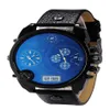 Fashion Brand watches Men Big Case Mutiple Dials Date Display Leather Strap Quartz Wrist Watch 7127290D