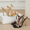 Fashion New High Heel Shoes Sexy Metal 3D Butterfly Decoration with Thin Heels Large Women's Sandals 35-42