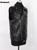 Men's Leather Faux Mauroicardi Autumn Black Motorcycle Pu Vest Men Zipper Pockets Plus Size Biker Sleeveless Jacket 4xl 5xl 230904