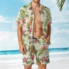 Herren-Trainingsanzüge, Hawaii-Set, modisch, 3D-Bananen-Sommerdruck, lässig, kurzärmelig, Hemd, Shorts, zweiteilig