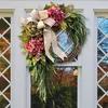 Farmhouse Pink Hydrangea Wreath Rustic Home Decor Artificial Garland for Front Door Wall Decor Q0812241n