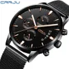 Crrju New Men's Calander Waterproof Sport Wristwatch med Milan Strap Army Chronograph Quartz Heavy Watches Fashion Man CLOC224I