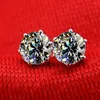 Stud Earrings Pure Platinum Earring Lady 1CT/Piece Diamond For Women Six Prongs Ear Jewelry D Color VVS1 With Box