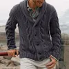 Camisolas masculinas de lapela de peito único elegante cardigan moda botão fechamento jaqueta de malha para outono inverno a