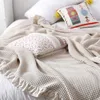 Blankets 100% Cotton Soft Bed Plaid Home Japenese Knitted Blanket Corn Grain Waffle Embossed Summer Ruffles Warm Throw Bedspread 230905