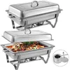 Chafing Dish, 2 Packungen, 8 Quart Edelstahl-Chafer, rechteckige Chafers in voller Größe für Catering-Buffet-Set mit Klapprahmen T2001302I