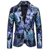 Biały Blue Paisley Print Men Blazer 2019 Autumn New Slim Fit One Button Mens Blazer Party Wedding Groom Prom Homme257p