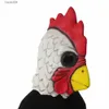 Masques de fête Blanc Latex Coq Adultes Mad Poulet Coq Masque Halloween Effrayant Drôle Mascarade Cosplay Masque Masque De Fête T230905