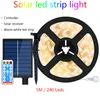 5M / 10M LED-strip op zonne-energie 8 standen Kerst Kleurrijke Kerstverlichting Buiten IP67 Waterdicht Patio Tuindecoratie Solar Lamp