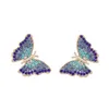 Boucles d'oreilles tendance coréenne en métal strass papillon étude fête d'anniversaire bijoux simples accessoires de mode élégants pour femmes