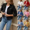 Kadın Ceketleri Kadın Denim Ceketler Moda Kadın Gündelik Uzun Kollu Yoklu Katı Düğmesi Aşağı Göğüs Cep İnce Jean Ceket Sonbahar Kış Paltosu 230904