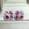 Studörhängen Natural Sapphire eller Tourmaline Flower Earring 925 Sterling Silver Fine Smycken 0,35CT 8st Gemstone J8052101