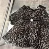 New Kids Girls Puff sleeves Leopard Lace Dresses designer tulle lace princess autumn party dress girl children clothes