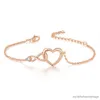 Urok bransolety serce urok Bransoletki bransoletki dla kobiet krystalicznie różowe złoto kolor przyjaźń bransoletki prezent dla dziewcząt biżuteria r230905