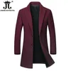 Women's Wool Blends Eur Size S-3XL Autumn and Winter Woolen Coat Men's Slim Warm Woolen Mid-length Jacket Male Coats Black Gray Red HKD230904