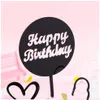 Новый топпер для торта «С Днем Рождения», акриловый золотисто-розовый топпер для кексов, детский торт на день рождения, украшение в виде флага, принадлежности для выпечки267k
