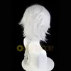 Cosplay Wigs Anime Bungo Stray Dogs Season 4 Nikolai Gogol Cosplay White Gray Braid Hair with 2 Hair Rings Heat-resistant Fiber Hair Wig Cap 230904