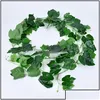 Ghirlande di fiori decorativi Foglie 2M Foglia d'uva verde artificiale Altre viti di edera di Boston Decorata con fiori finti Canna Wholesa Drop De Dhi9B