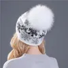 Beanie / Skull Caps Xtrês Real Mink Pom Poms Lã Pele de Coelho Chapéu de Malha Skullies Chapéu de Inverno para Mulheres Meninas Chapéu Gorros Chapéu de Neve de Natal 230905