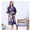 Mulheres sleepwear mulheres japonês yukata quimono camisola impressão floral padrão cetim seda vintage robes lingerie sexy pijama drop del dhu94