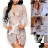 Dames Nachtkleding Dames Plus Size Nachtjapon Dames Sexy Lingerie Doorzichtige kanten jurk Babydoll Kimono Robe Mesh Nachtkleding Drop Delive Dhhdq