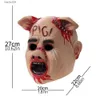 Maschere per feste Horror Saw Cry Pig Testa Maschera Cosplay Demone sanguinante Killer Animale Casco Halloween Carnevale Night Club Costume da festa Puntelli T230905