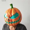 Party Masks Halloween Pumpkin Head Mask for Adult Full Face Evil Scary Pumpkin Easter Mask Funny Play Masquerade Party Dress UP T230905