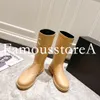 Vantage Medieval Rain Boots Woman jako jeden projektantka mody luksusowa guma wysokiej jakości wysokość obcasowa 3,5 cm Wysokość rur 32 cm Rozmiar rozmiaru deszczu 36-40